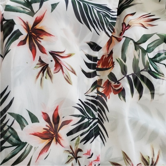 PRETTYLITTLETHING White Tropical Print Swim Cover Maxi Skirt - Picture 6 of 13
